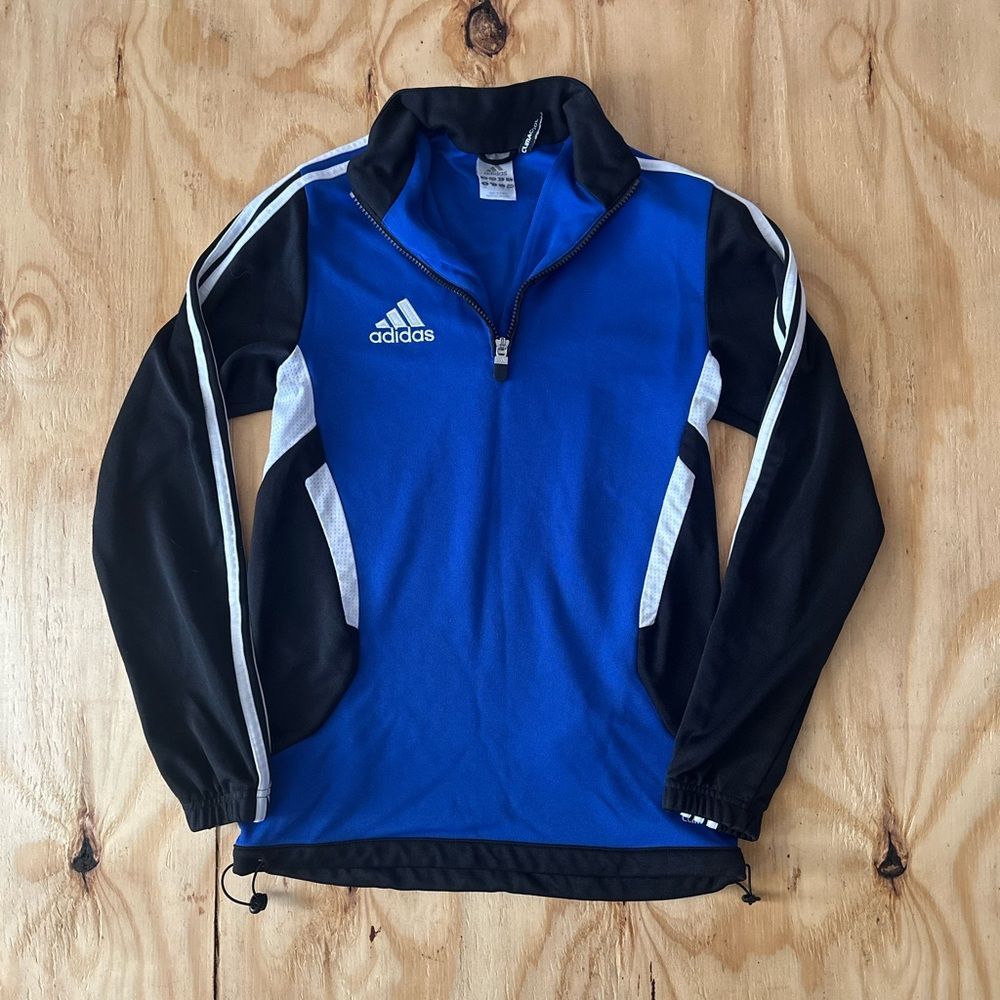 Adidas Black and Blue Quarter Zip Jacket XS